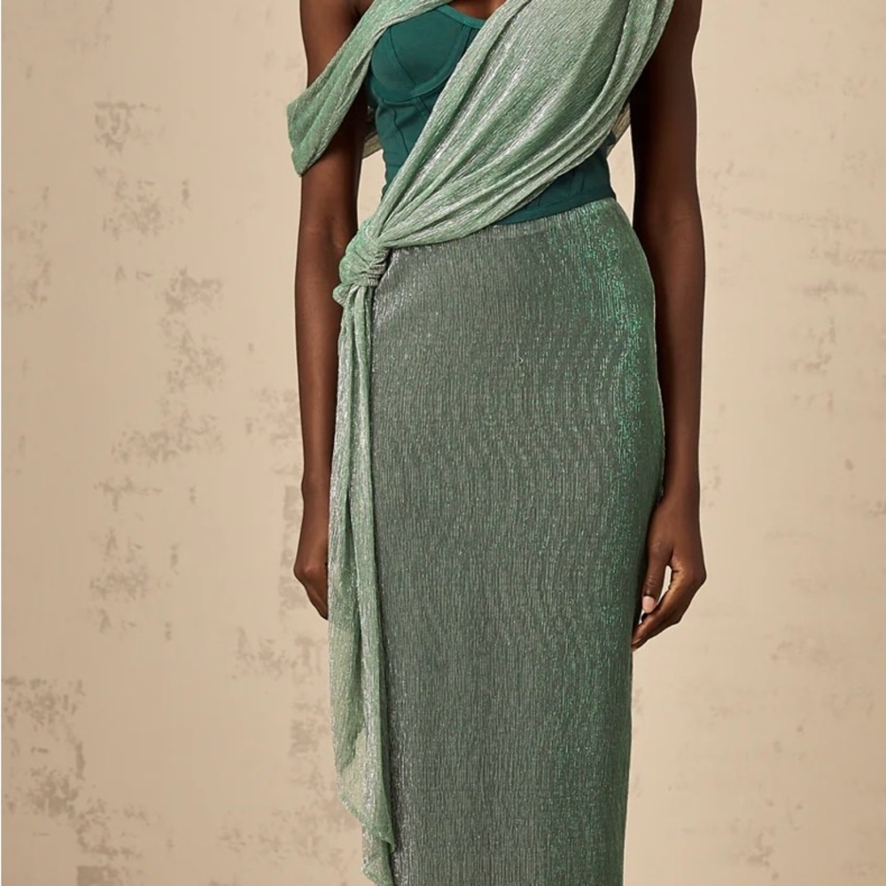 Elegant Green Draped Dress